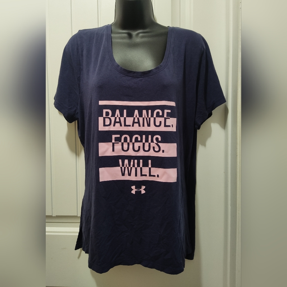 Under Armour Navy and Pink Short Sleeve Tee